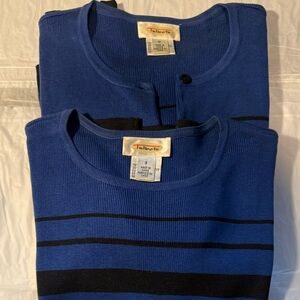 Talbots Blue Striped Sweater Set
